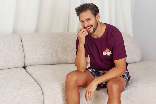 7201 Pijama bărbătească „Chill” Doctor Nap - visiniu