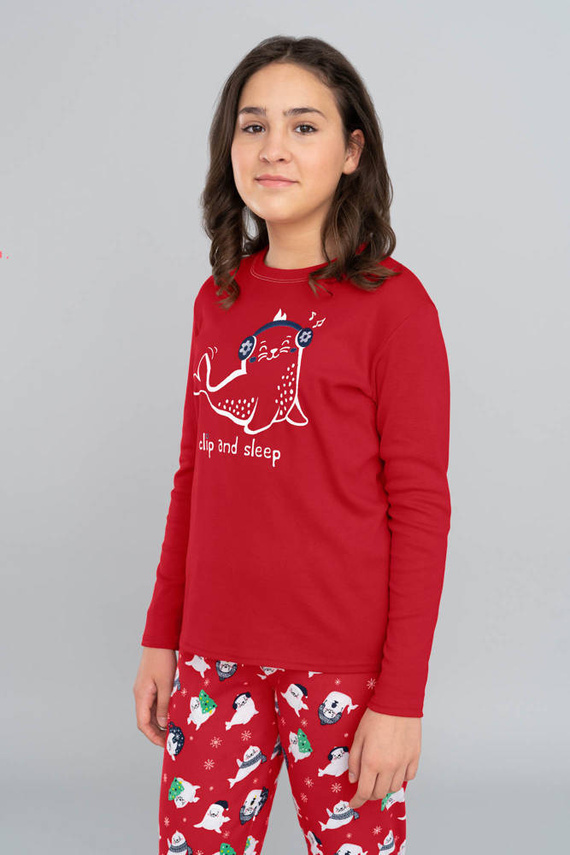 Kasjana Pijama pentru fete Italian Fashion- roșu/roșu imprimat 