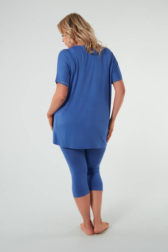 Natura Pijama Ladies cu mânecă scurtă, pantaloni 3/4 Italian Fashion - albastru