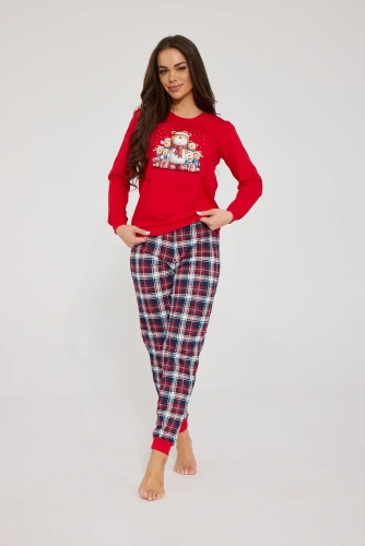 Cornette Family 671/480 pijama damă de Crăciun cu ursuleț 100% bumbac
