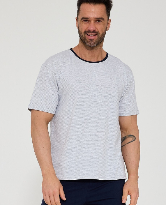 Cornette 338/53 pijama bărbați gri bumbac mânecă scurtă confort