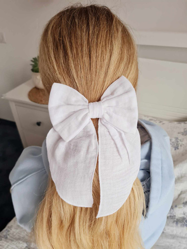 KGB16 Arc de păr de muselină cu bandă elastică Marija - alb