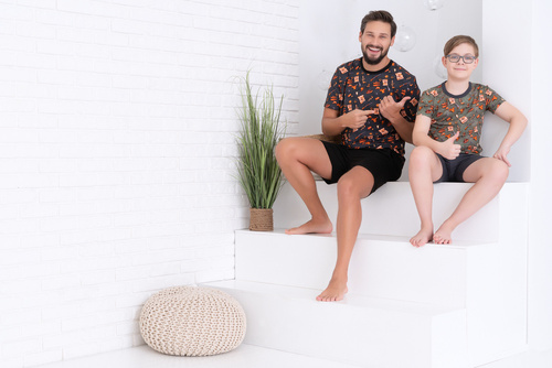 Western Boys' pijama cu mânecă scurtă, pantaloni Italian Fashion - olive/graphite