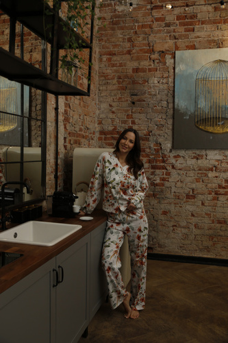 86679 Pantaloni de pijama Marcella Pescăruș cu imprimeu floral