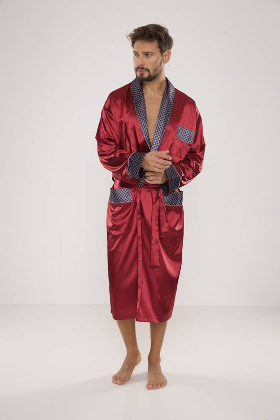 940 Halat de baie din satin pentru bărbați Forex - maro