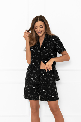 Pijama de damă Bonnie - mânecă scurtă, pantaloni scurți, bumbac MEGA SOFT Italian Fashion  