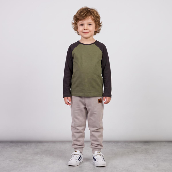 228140 Nicol FARMA Bluză băieți raglan verde melanj bumbac