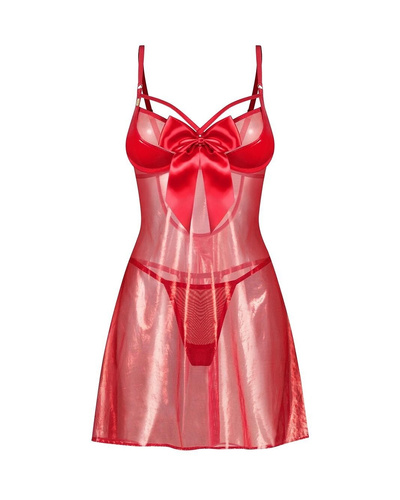Obsessive Gifty Red babydoll roșu pentru femei cu armătură + tanga