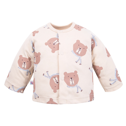Caftan pentru bebeluși Beary Cool Eevi – bej deschis, bumbac, imprimeu, snaps