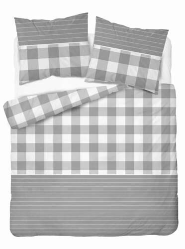 5083 B Home Satin Detexpol lenjerie de pat din satin în carouri gri