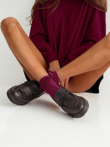 0897 Ciorapi dama Milena cu dantela - visiniu