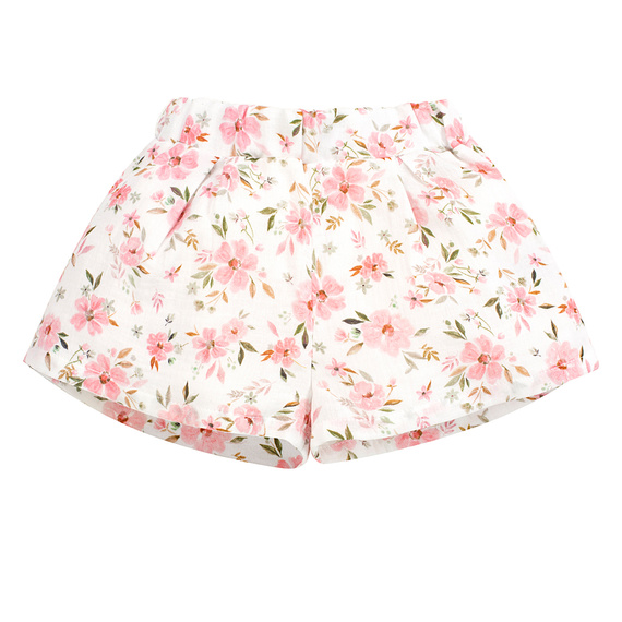 Pantaloni scurți de muselina Pinocchio Flowers ecru pentru fete