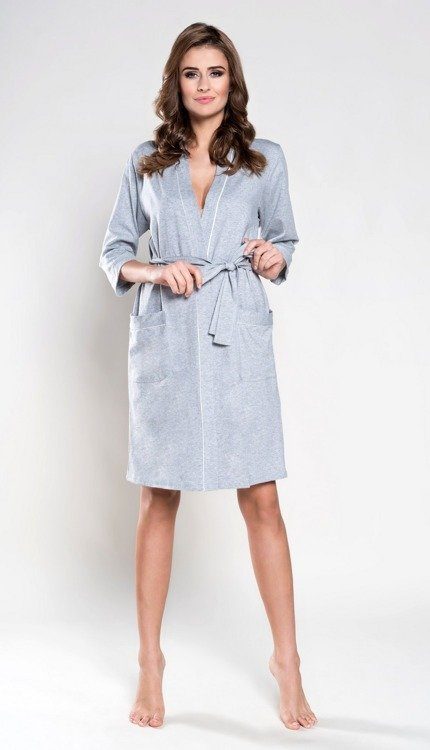 Halat pentru femei Megan Italian Fashion cu mânecă 3/4 - melange deschis