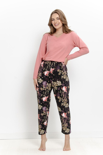 Pijamale damă Taro Maribel 3614 coral, 100% bumbac, mânecă lungă, 7/8