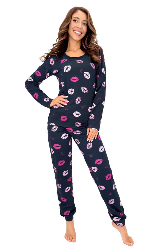 Donna Kiss Long pijama damă bleumarin 100% bumbac pantaloni lungi