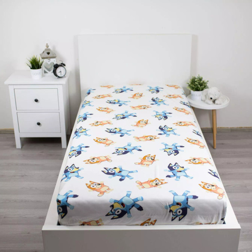 Practică de bumbac cu elastic 90x200 Bluey 061 Jerry Fabrics albă