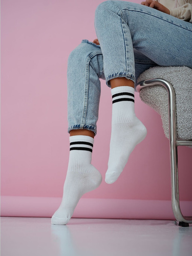 Șosete damă din bumbac Milena 0200-212 – cu nervuri, confort zilnic black