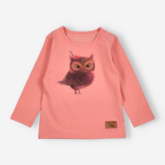 Bluză cu mânecă lungă KAR-3001 Lagarto Verde, culoare somon, pentru fete – elegantă, din bumbac, producție poloneză