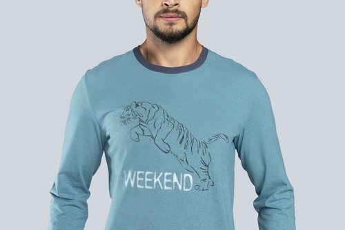 Lion Pijama cu mânecă lungă pentru bărbați, pantaloni Italian Fashion - roșu/grafit