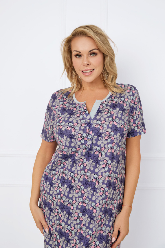 Carbonia cămașă de noapte descheiată, cu mânecă scurtă Italian Fashion - print