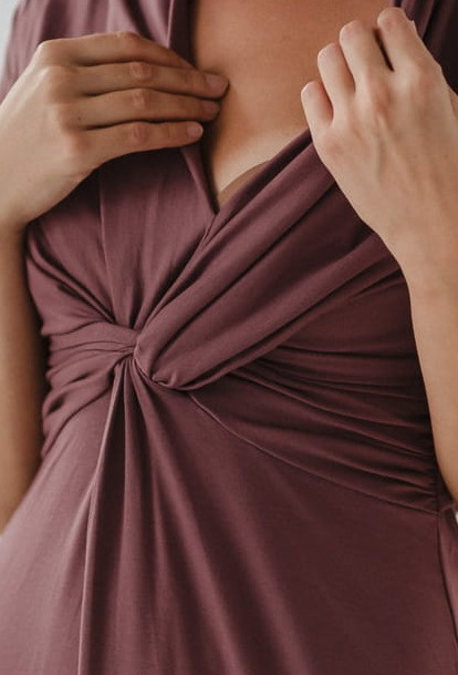 Rochie pentru gravide și alăptare Loop Milk&Love – rose brown, mânecă 7/8