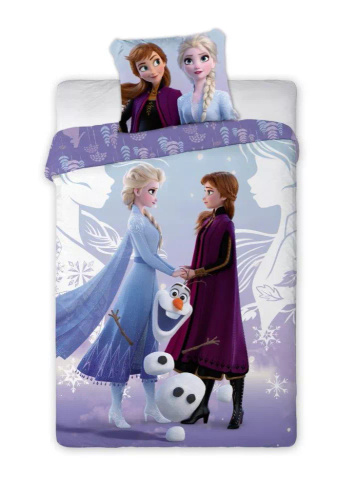 Set de lenjerie de pat Frozen mov din bumbac Faro - 100% bumbac, Set Disney