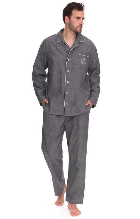 2533 Pijamale bărbătești Zeus L&L – bumbac, melanj, cu guler și nasturi
