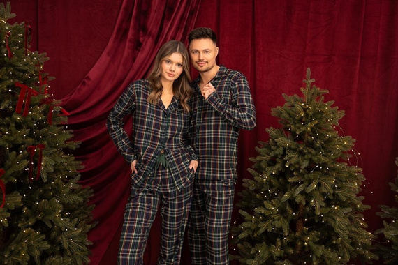 Sensis Skyler pijama damă 100% bumbac flanel, lungă, în carouri