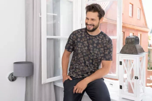 Pinus Pijamale pentru bărbați cu mânecă scurtă, pantaloni lungi Italian Fashion- print/grafite