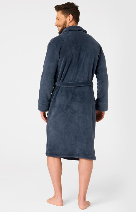 Halat de baie bleumarin pentru bărbați MGL 255 B25 - clasic, moale, cu legături în talie