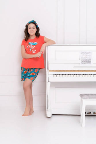 Oceania Pijama pentru fete Italian Fashion - coral/print