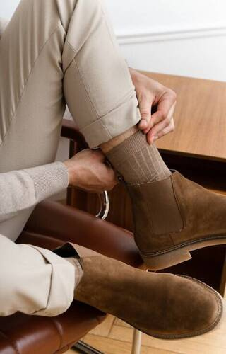 art.053 Sosete Barbati Bumbac Organic Steven - 001 bej