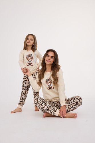 Pijamale dama 671/429 Panther CORNETTE – bumbac, maneci lungi, bej
