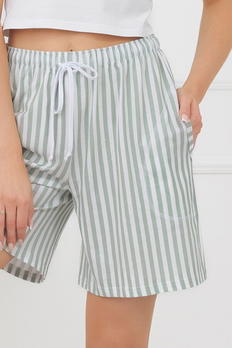 Pantaloni scurți damă Faro Italian Fashion 100% bumbac dungi buzunare