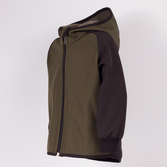 229021 Nicol Geacă softshell pentru copii cu polar, glugă și elemente reflectorizante - khaki