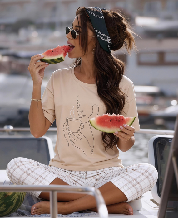 Pijama damă Cornette 775/340 Morning 100% bumbac 7/8