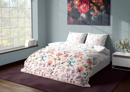 Milargo Verde 001 Lenjerie de pat din satin cu flori Faro, roz