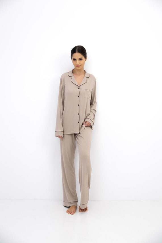 Sensis Novara Cappuccino pijama damă din vâscoză, cu nasturi