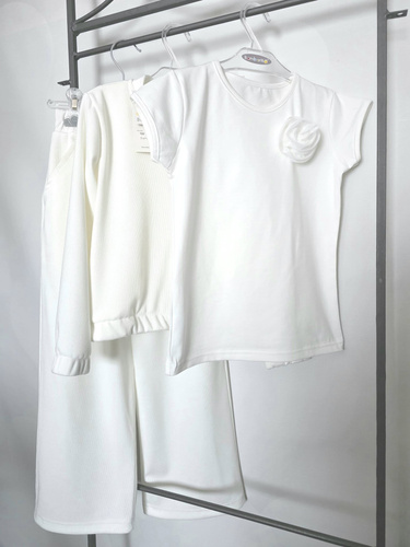 Bluză fete Róża Bambarillo jersey cu trandafir din tulle elegantă