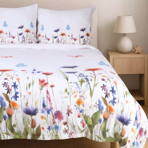 31512/1 Set de lenjerie de pat din flanel Flanellove Darymex flori albe colorate - set, 100% bumbac, călduroasă și moale