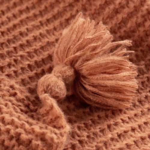 Plaid 1 Cuvertură de pat cu franjuri, Europerdele, roșu cărămiziu