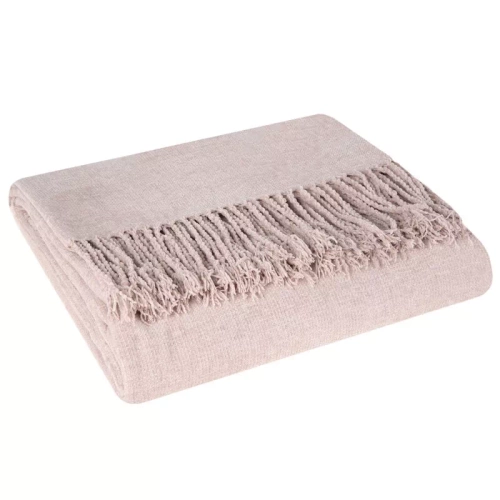 Pătură țesătă cu franjuri 4 eurodrape acrilice, roz
