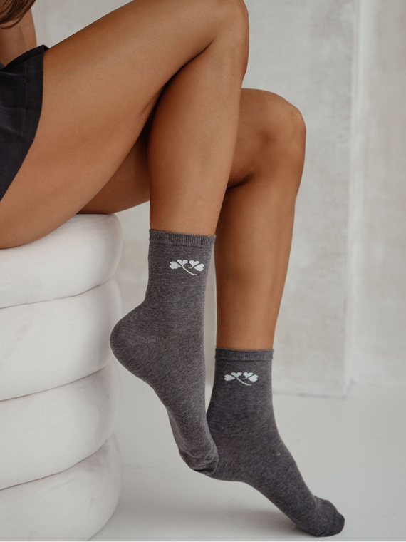 Milena 0200-178 – Ciorapi dama din bumbac cu model mic si fir de lurex | Producție poloneză - melange închis