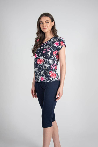 676 Pijama de damă cu talpă Forex - albastru marin