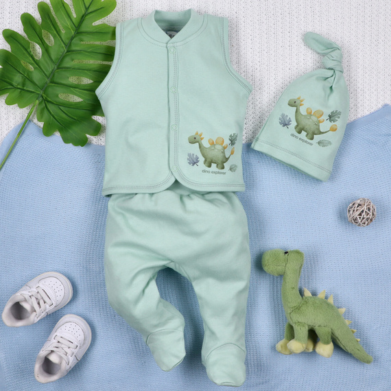 Căciulă pentru bebeluși Nini ABN-5579 Dino Explorer – Bumbac organic, moale și respirabilă