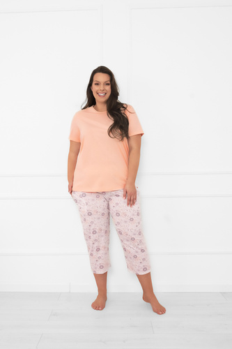 Pijama de damă Satui - bumbac, cu mânecă scurtă și pantaloni 3/4 Modă italiană  