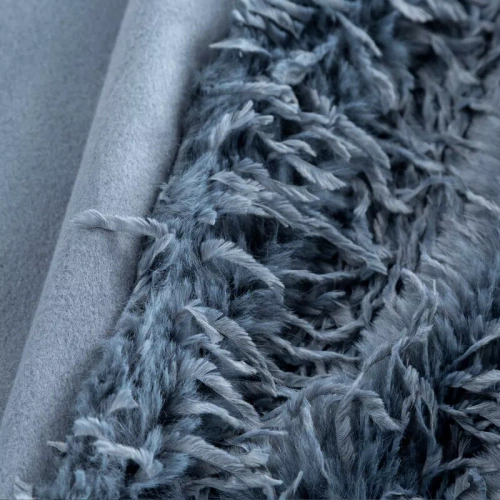 Pătură Adore, cuvertură de pat cu draperii, shaggy, blană, bleumarin