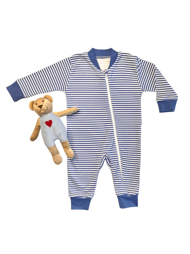 Salopeta pentru bebelusi fara picioare Mamatti PS13641 – bleumarin, dungi, cu fermoar