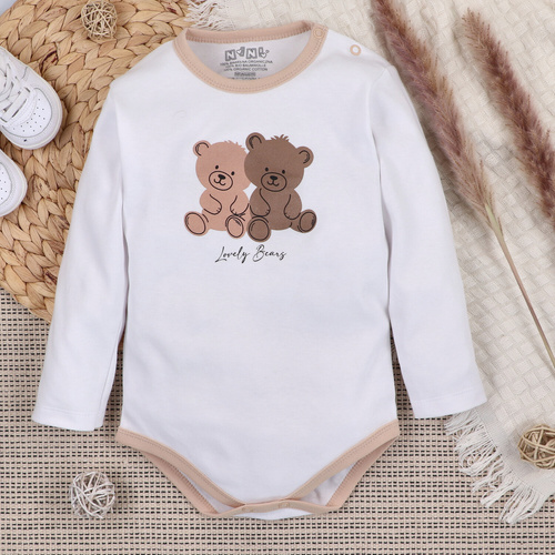 ABN-5354/BIA Sweet Bears Body din bumbac organic Nini alb