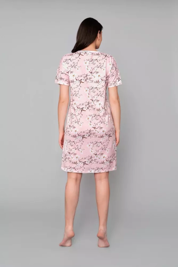 Alwa cămașă de noapte cu mânecă scurtă Italian Fashion - imprimeu roz